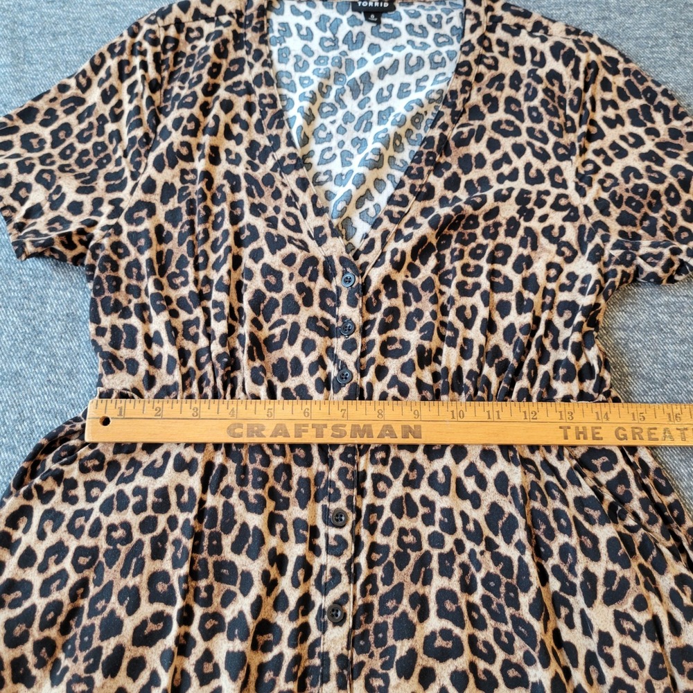 Torrid Leopard Print Button Front Midi Dress Brown Black Animal Size 0 L/XL - Picture 5 of 6